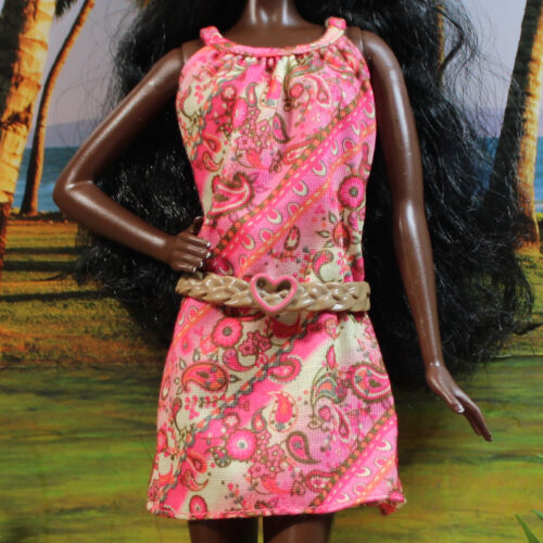 Dress: Strap Sack A-line - Diagonal Pink Paisley - Image 6