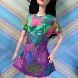Dress: Short-Sleeve Cotton-Blend - Purple & Multi [FREE]