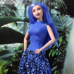 Gown: Flared Sleeveless "Secrets of the Sea" - Royal / Dark Blue Multi