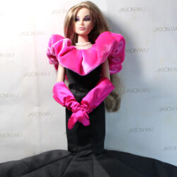 Gown: Mattel Silkstone BFMC #2 Gold Label Satin-Velveteen /2004 HRM34 - Hot Pink & Black