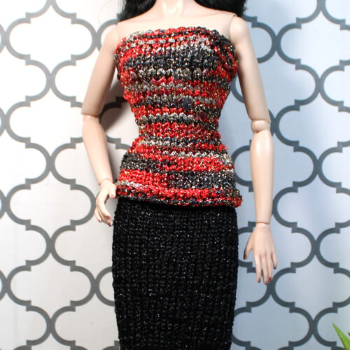 Outfit Combo: Long Pencil Skirt & Top - Black-Silver-Red