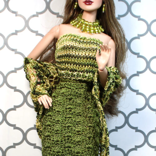 Outfit Combo: Long Pencil Skirt & Tube Top & Shawl - Olive Green Multi