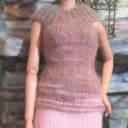 Outfit Set: Knit Mini Skirt & Rib Collar Top Angora - Pink Dream