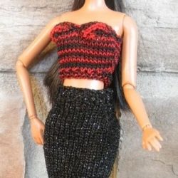 Outfit Combo: Long Skirt & Bra Top - Red Racer Black Metallic