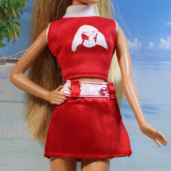 Outfit Set: Integrity Janay Top & Skirt Nylon Satin Taffeta - Red & White