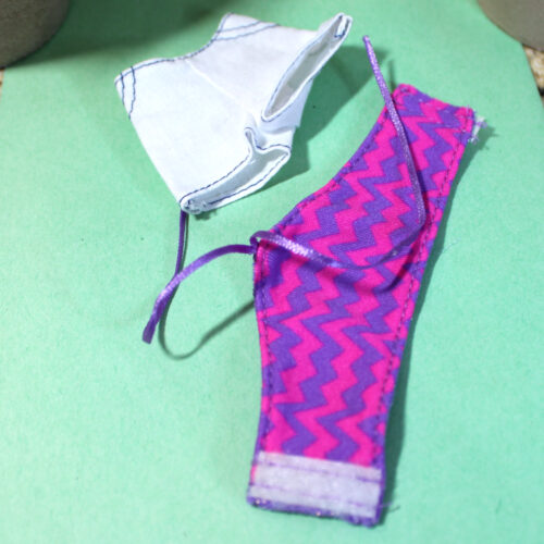 Outfit Set: Reversible Crop Halter Top & Cotton Shorts - Purple-Hot-Pink & White - Image 10