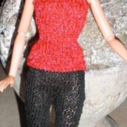 Outfit Combo: Leggings & Tube Top Long - Black & Red Metallic