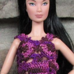 Top: Lacy Camisole Short - Aubergine Raisin Multi