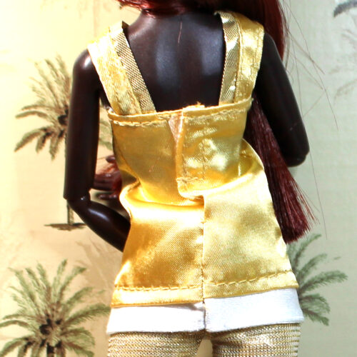 Top: Sleeveless Tunic - Gold Satin Beaded Eagle - Image 3