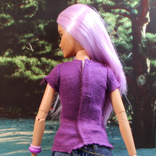 Top: Short-Sleeves Stretch Tee-Shirt - Cranberry Tie-Dye - Image 4