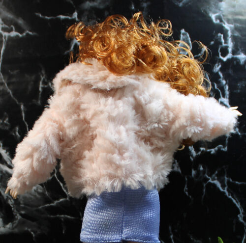 Jacket: Long-Sleeve Cropped Faux Fur Lined - Pale Pink - Image 4