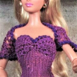 Shrug: Knit-Crochet - Magenta & Purple Trim