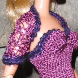 Shrug: Knit-Crochet - Cranberry & Royal Purple Metallic Trim