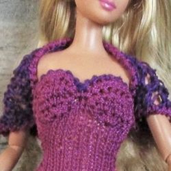 Shrug: Knit-Crochet - Purple & Magenta Trim