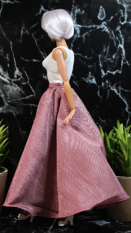 Skirt: Long Silk Full Gathered Circle - Dusty Rose - Image 5