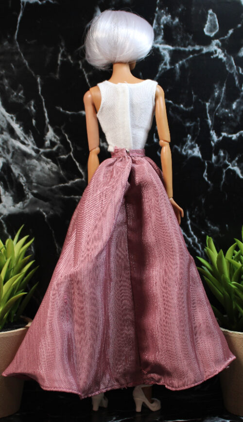 Skirt: Long Silk Full Gathered Circle - Dusty Rose - Image 6