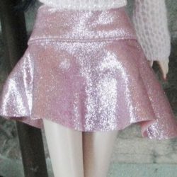 Skirt: Mini Flared Hem - Pink Metallic Shimmer