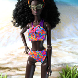 Swimsuit: Two-Piece Ribbon Halter Ties - Mod Multi-Color