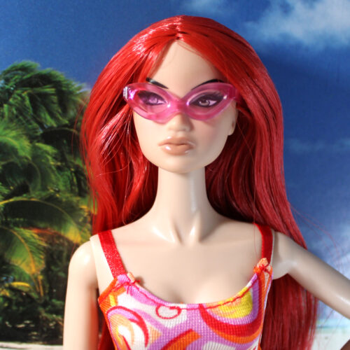 Swimsuit: Two-Piece Ribbon Strap - Orange-Orchid-White Mod Swirl - Image 2