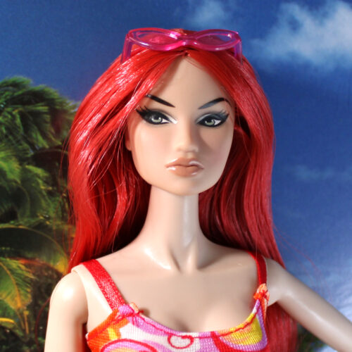 Swimsuit: Two-Piece Ribbon Strap - Orange-Orchid-White Mod Swirl - Image 3