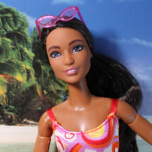 Swimsuit: Two-Piece Ribbon Strap - Orange-Orchid-White Mod Swirl - Image 9