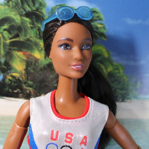 Swimsuit: One-Piece Open-Back - Silver-Red-Blue Olympic - Image 9