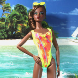 Swimsuit: One-Piece Sport Slip-On - Neon Yellow & Orange