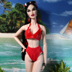 Swimsuit: Two-Piece Ribbon Halter Ties - Red