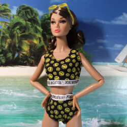 Swimsuit: Two-Piece Mattel Barbie & Joe Boxer - Black & Yellow Happy Face Print