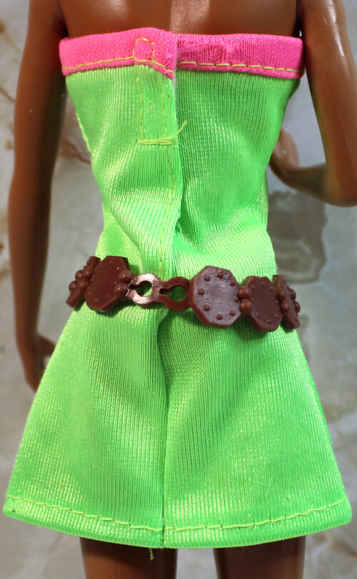 Belt: Plastic Vinyl Hexagon Medallion Hip Belt - Tan - Image 4