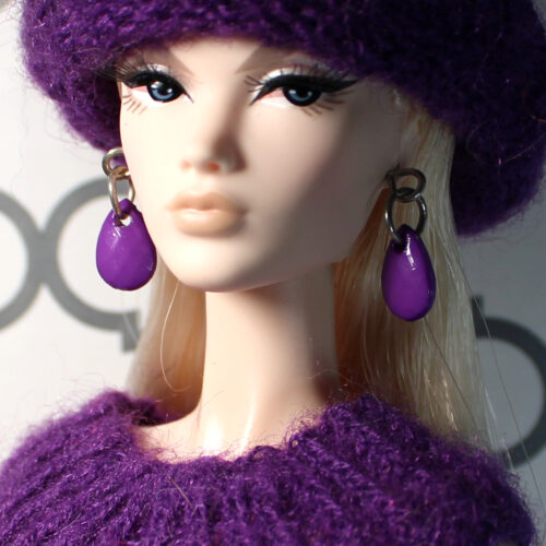 Jewelry: Earrings Metal Post Dangle Teardrop - Purple