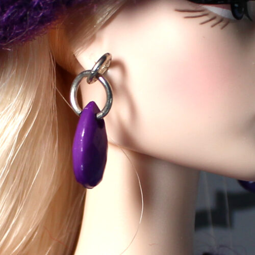 Jewelry: Earrings Metal Post Dangle Teardrop - Purple - Image 2