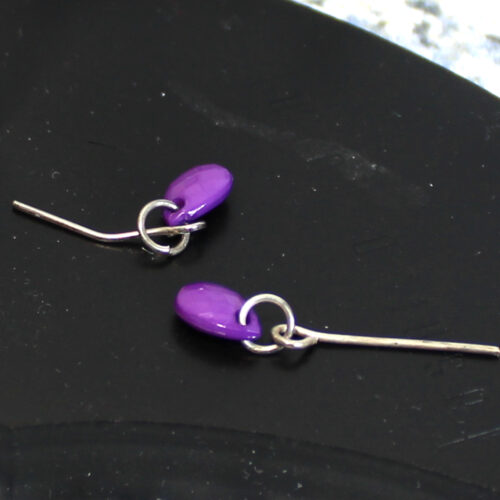 Jewelry: Earrings Metal Post Dangle Teardrop - Purple - Image 3