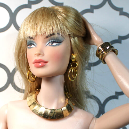 Jewelry: Set Necklace Segmented Torque & Cuff Bracelet - Gold