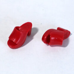 Shoes: Mules Open Toe Chunk Heel - Red