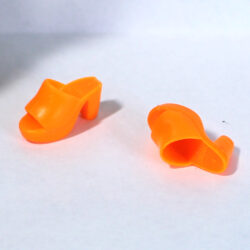 Shoes: Mules Open Toe Chunk Heel - Orange