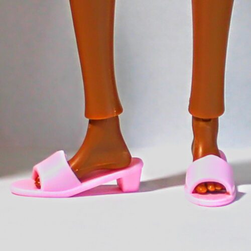 Shoes: Sandals Kitten Heels Flat Insole - Soft Pink (Curvy & Tall MTM, Poppy) - Image 3