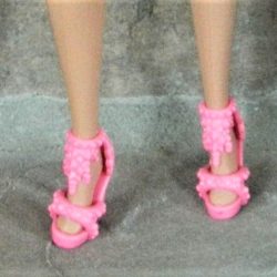 Shoes: Ankle Strap Pendant Heels - Pink