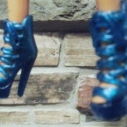 dark pearl blue strap-ankle shoe-booties