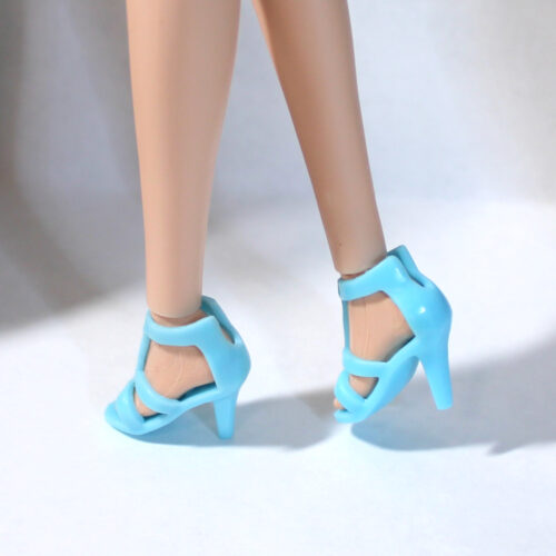 Shoes: Ankle Strap Sandal Strap Heels - Light Aqua Blue - Image 3