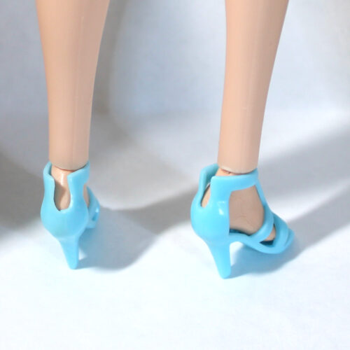 Shoes: Ankle Strap Sandal Strap Heels - Light Aqua Blue - Image 4