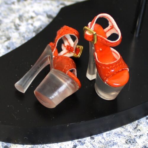 Shoes: Upscale Leatherette Platform Ankle Strap Heels - Burnt Orange - Image 2
