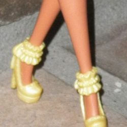 Shoes: Ankle Cuff Ruffle Heels - Pale Yellow