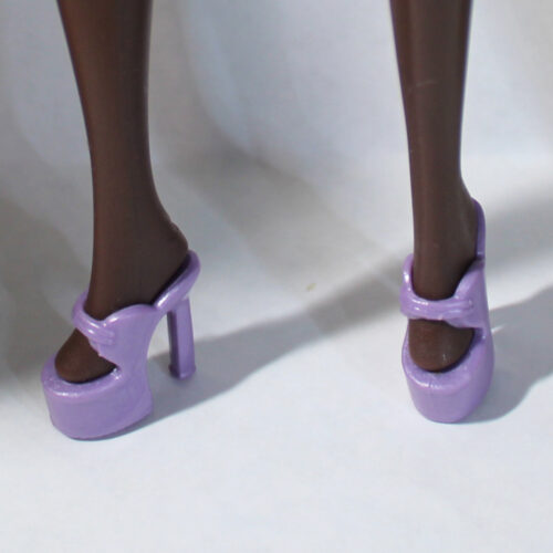 Shoes: Platform Toe Strap Open Back Heels - Pearly Lavender - Image 3