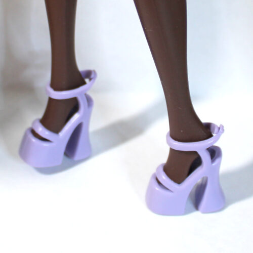 Shoes: Platform Chunk Ankle Strap Heels - Pearly Lavender - Image 2