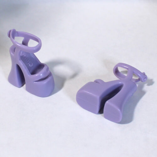 Shoes: Platform Chunk Ankle Strap Heels - Pearly Lavender