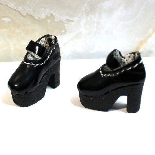 Shoes: Upscale Mary Jane Platform Chunk Heels - Black Patent Vinyl