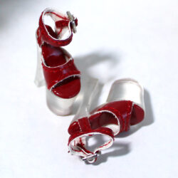 Shoes: Upscale Leatherette Platform Ankle Strap Heels - Dark Red