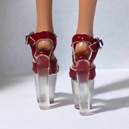 Shoes: Upscale Leatherette Platform Ankle Strap Heels - Dark Red - Image 5
