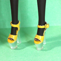 Shoes: Upscale Leatherette Platform Ankle Strap Heels - Bold Yellow